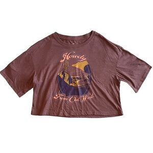 Fit Collective Cropped Graphic Tee Howdy From Out West NWT